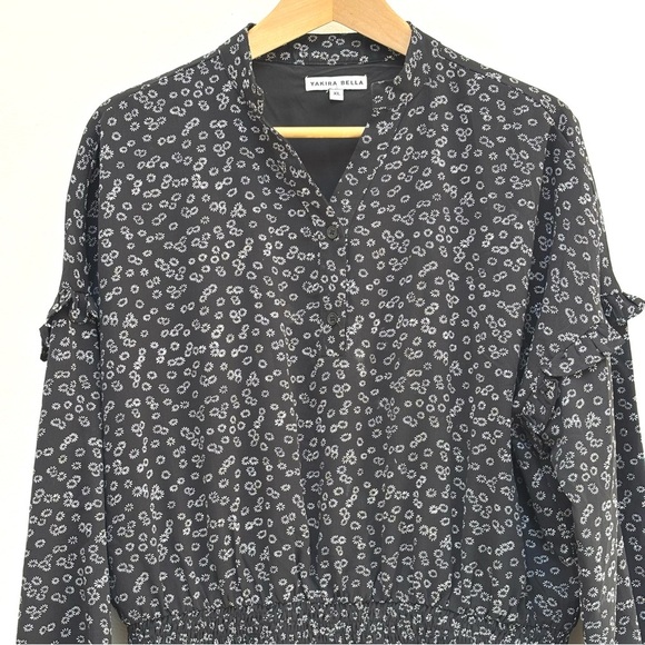 Yakira Bella Emily Smocked Waist Dress Ditsy Floral Modest Black and White XL - Picture 4 of 13